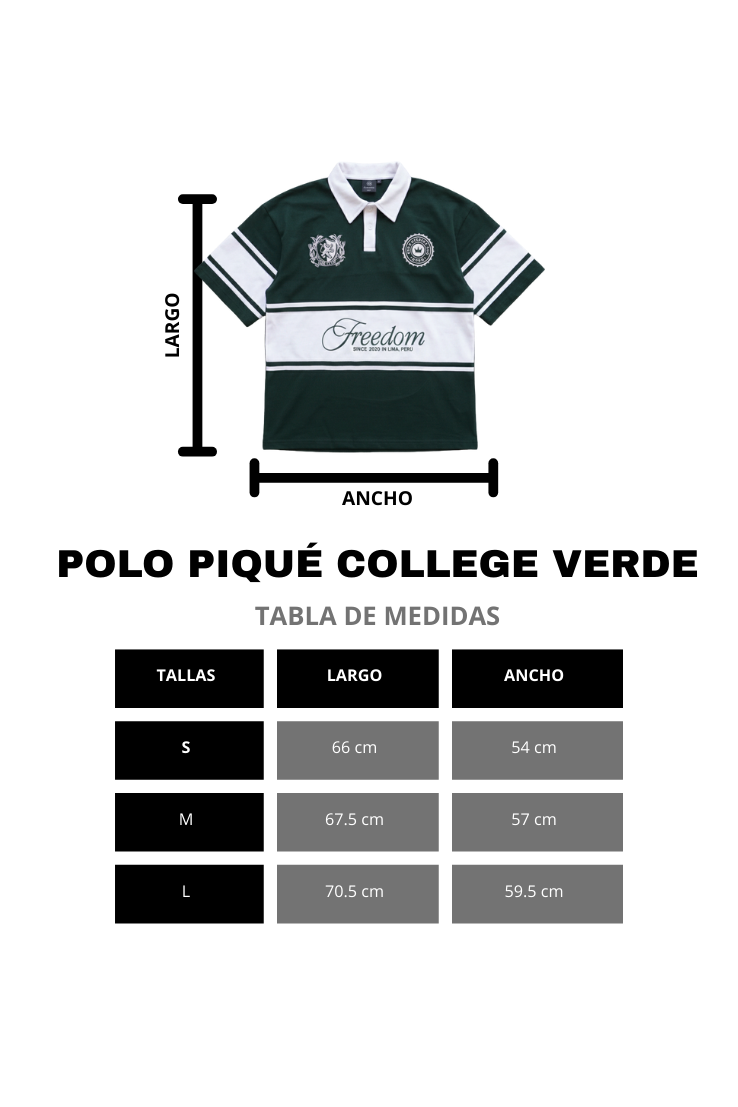 POLO PIQUÉ FREEDOM COLLEGE VERDE HUMO