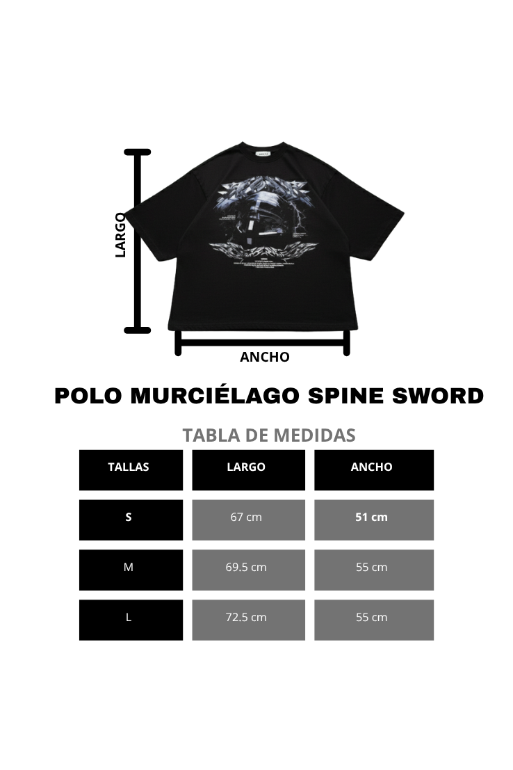 POLO MURCIÉLAGO SPINE SWORD NEGRO