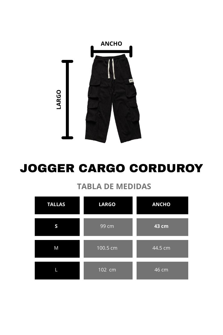 JOGGER CARGO CORDUROY NEGRO