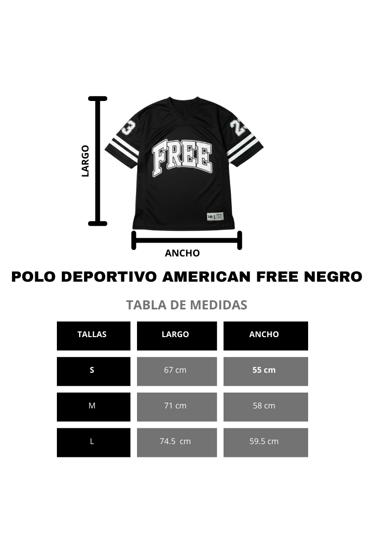 POLO DEPORTIVO AMERICAN FREE NEGRO