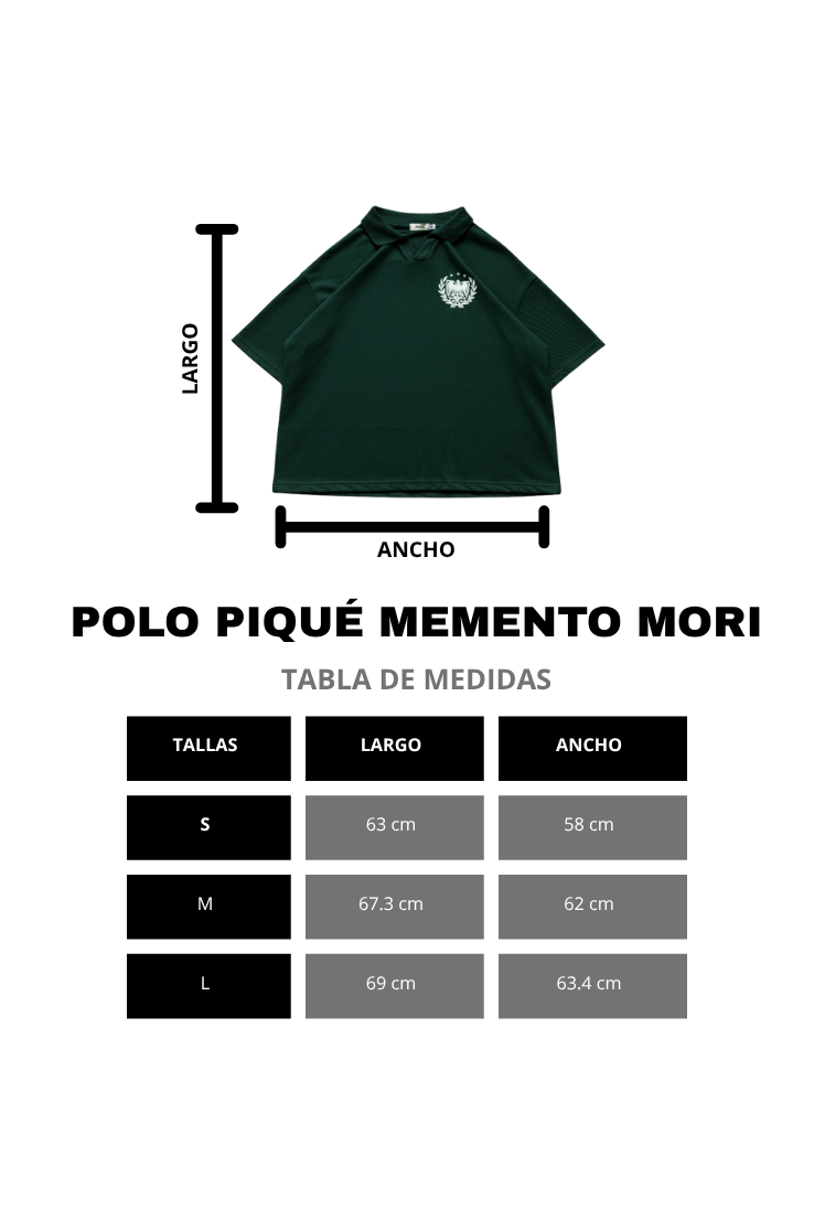 POLO PIQUÉ MEMENTO MORI VERDE HUMO