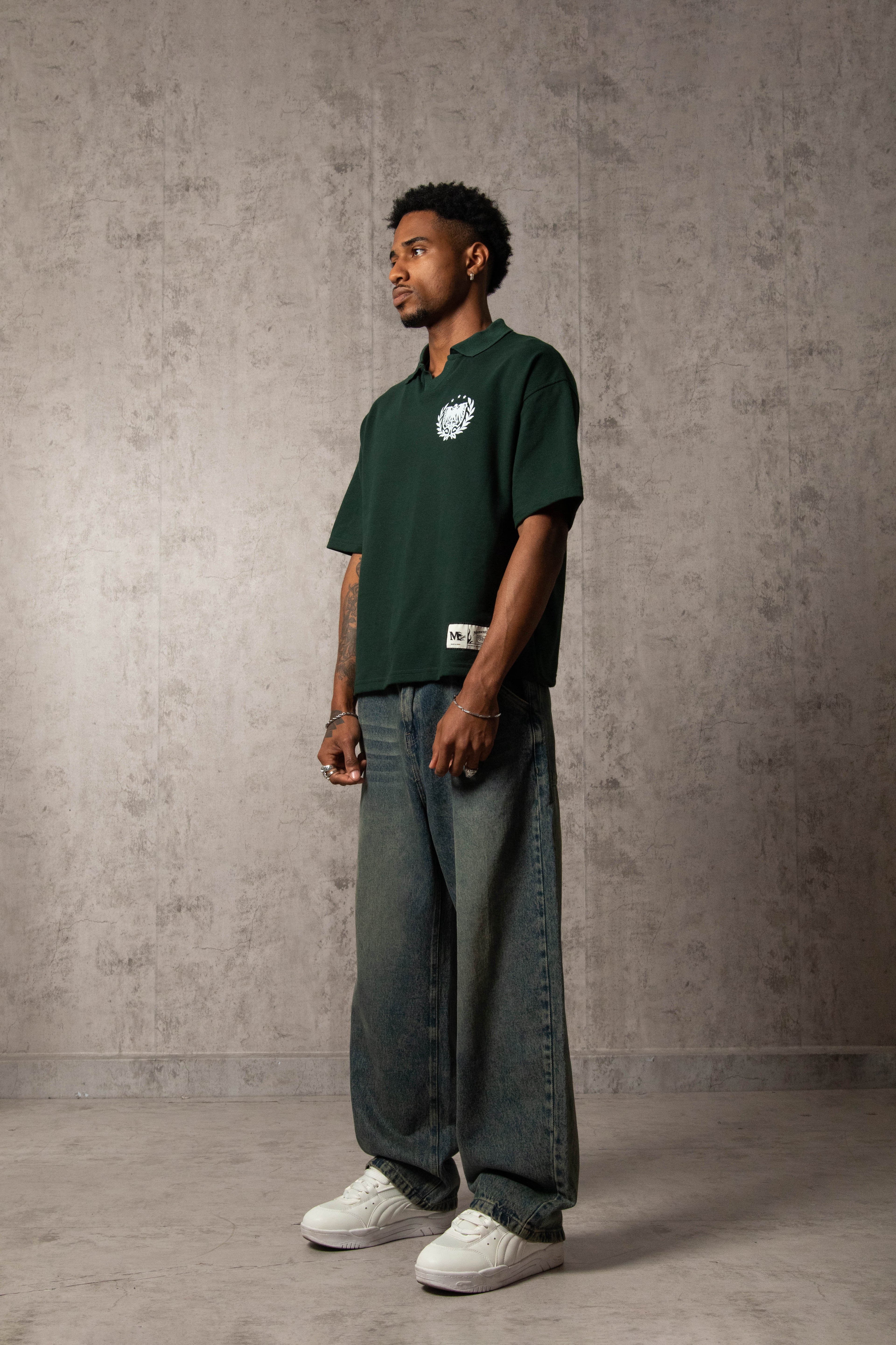 POLO PIQUÉ MEMENTO MORI VERDE HUMO