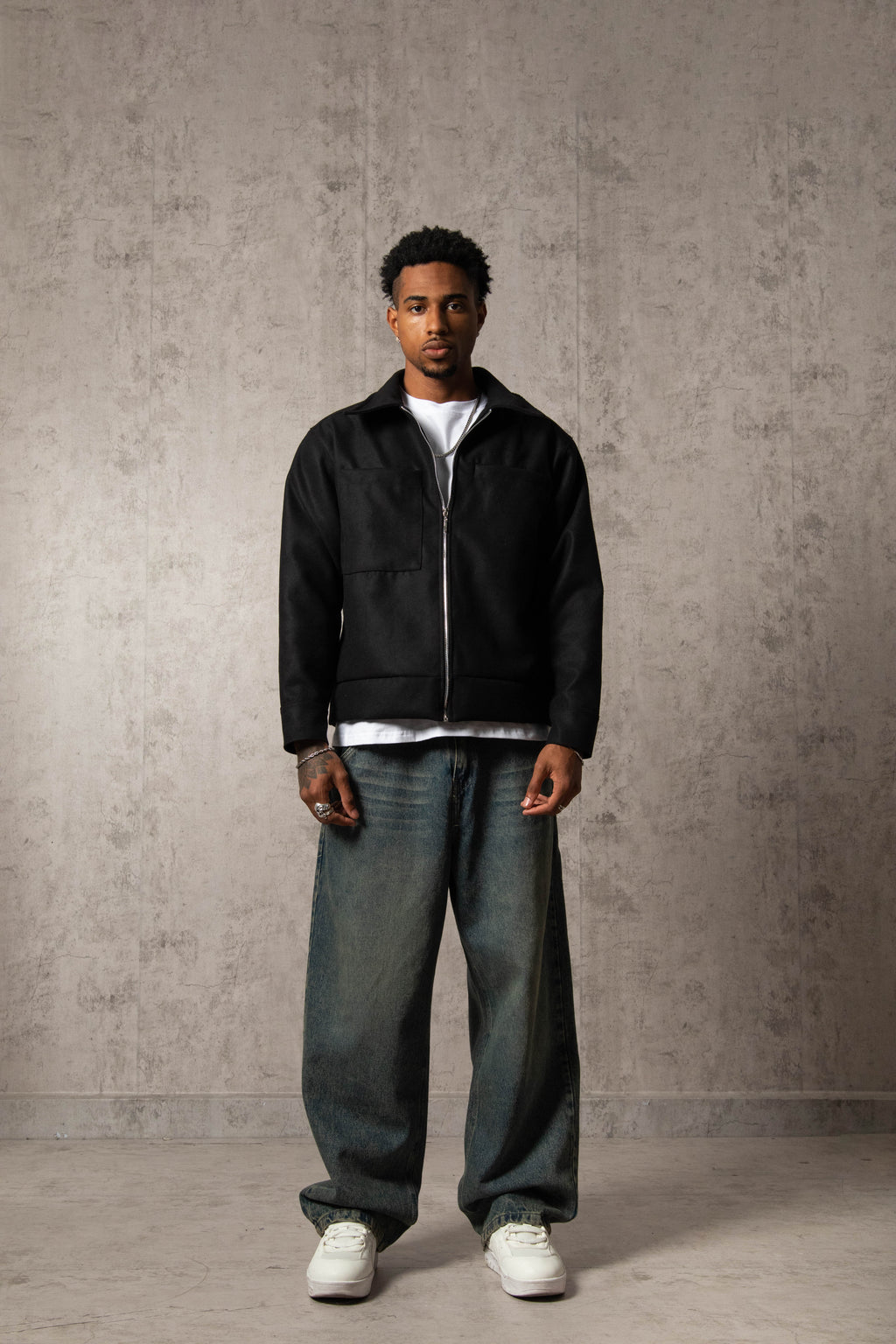 JACKET PAÑO MEMENTO MORI NEGRO