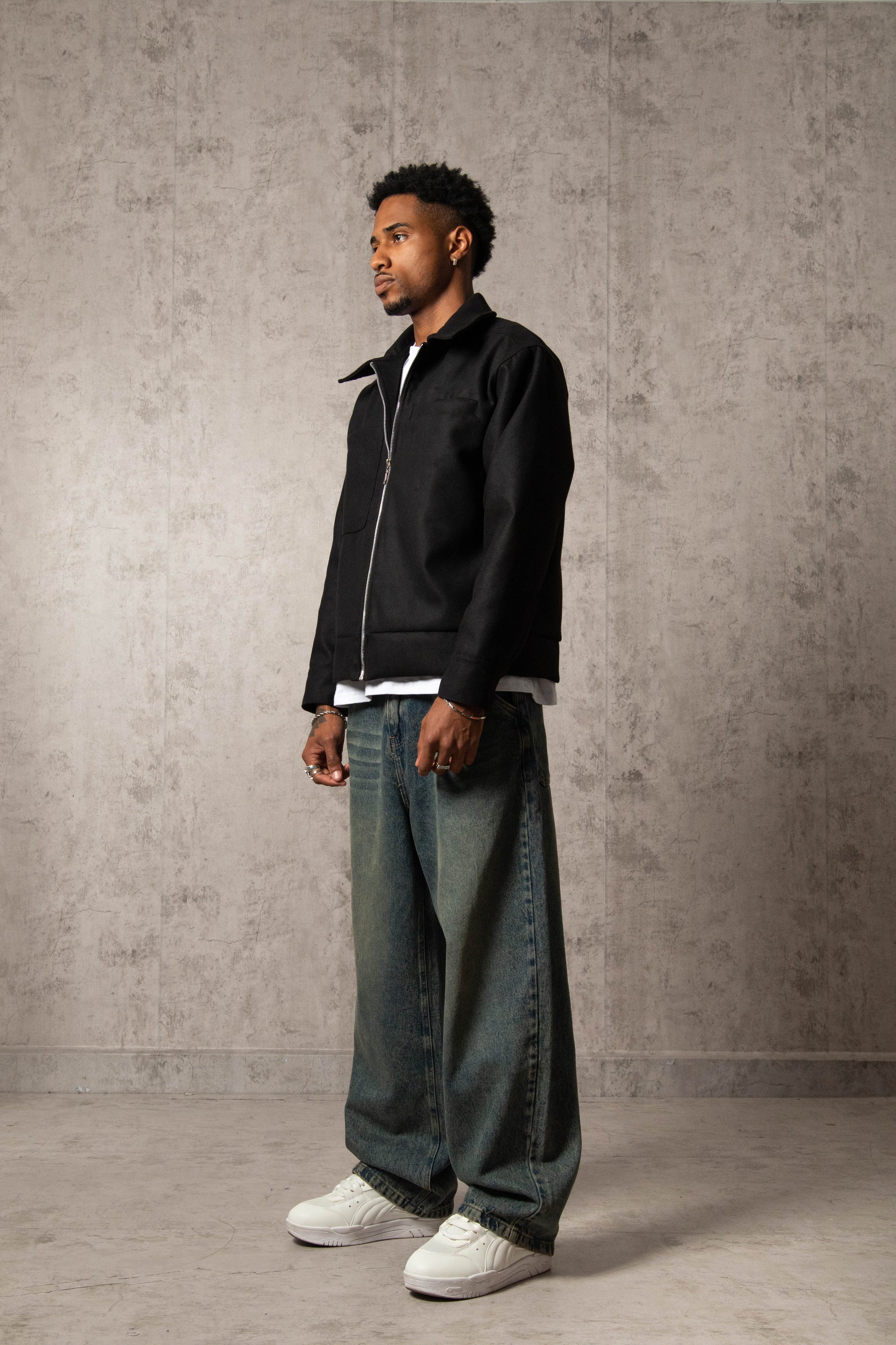 JACKET PAÑO MEMENTO MORI NEGRO