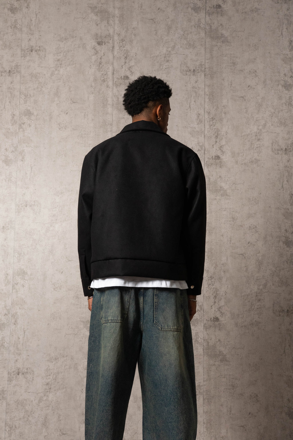 JACKET PAÑO MEMENTO MORI NEGRO