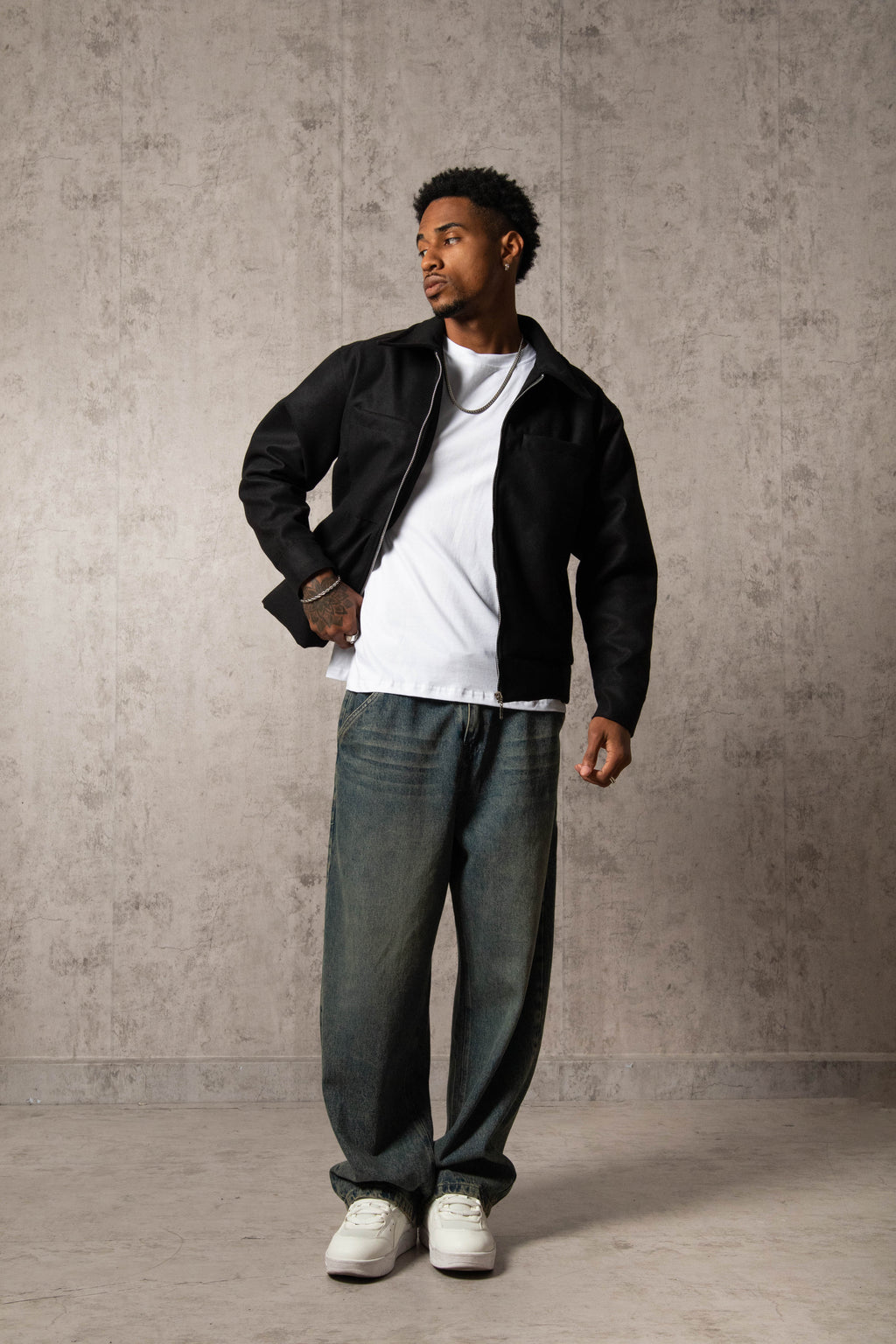 JACKET PAÑO MEMENTO MORI NEGRO