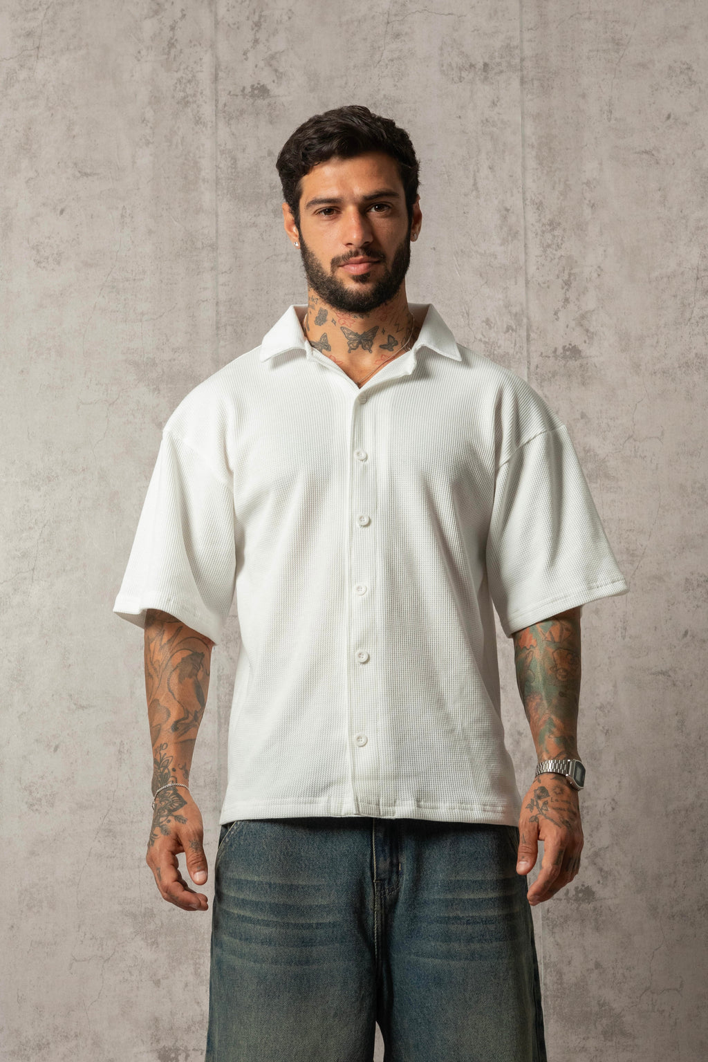 CAMISA WAFFLE HUESO