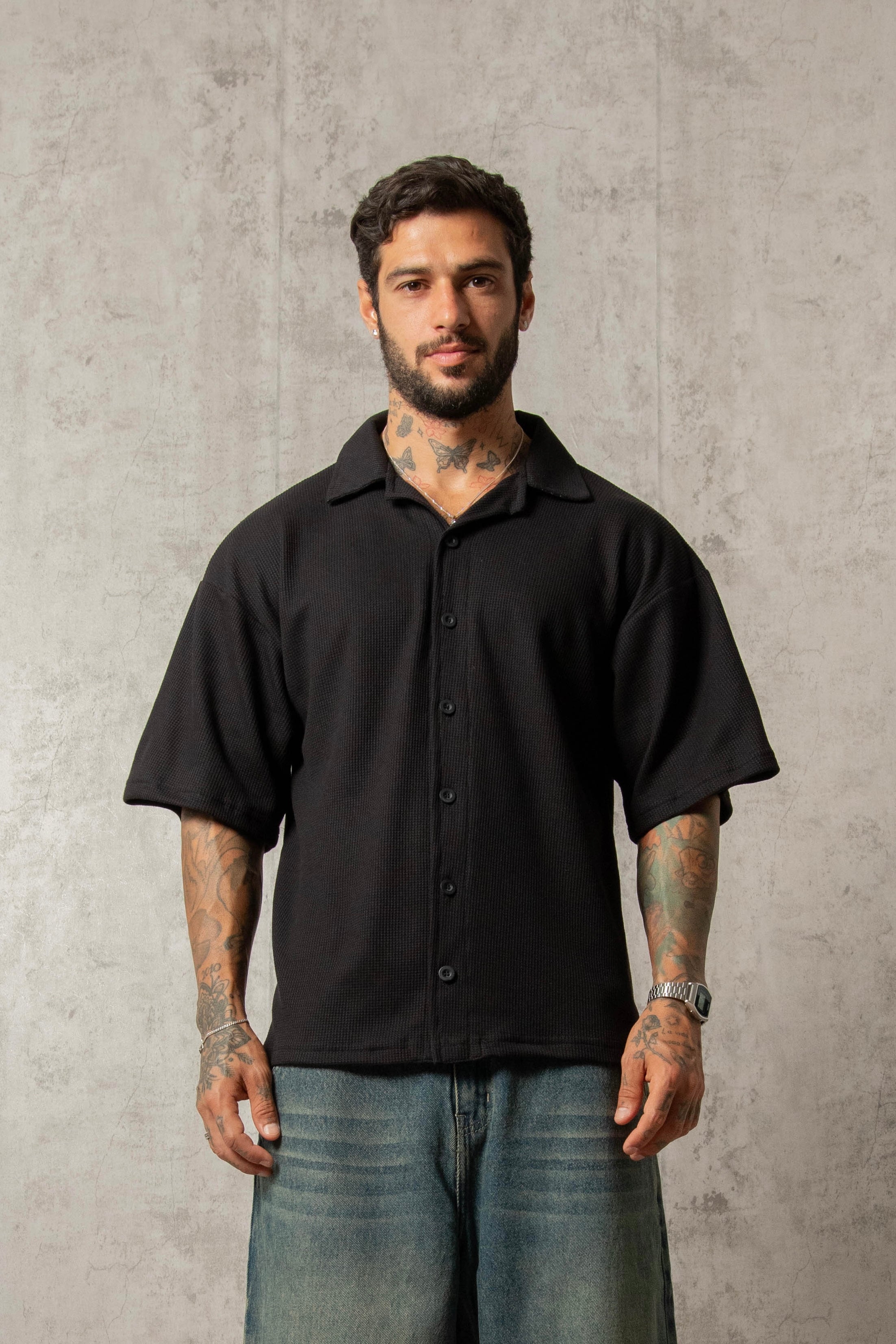 CAMISA WAFFLE NEGRO