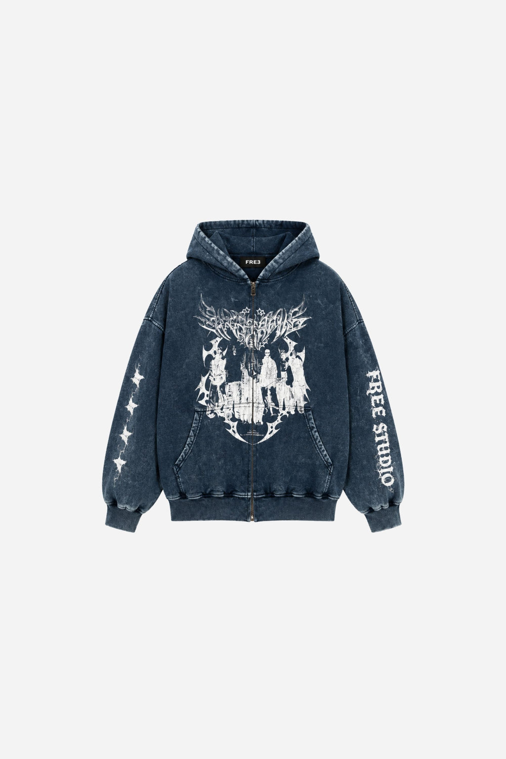 ZIP HODDIE ACIDWASH FREE STUDIO AZUL