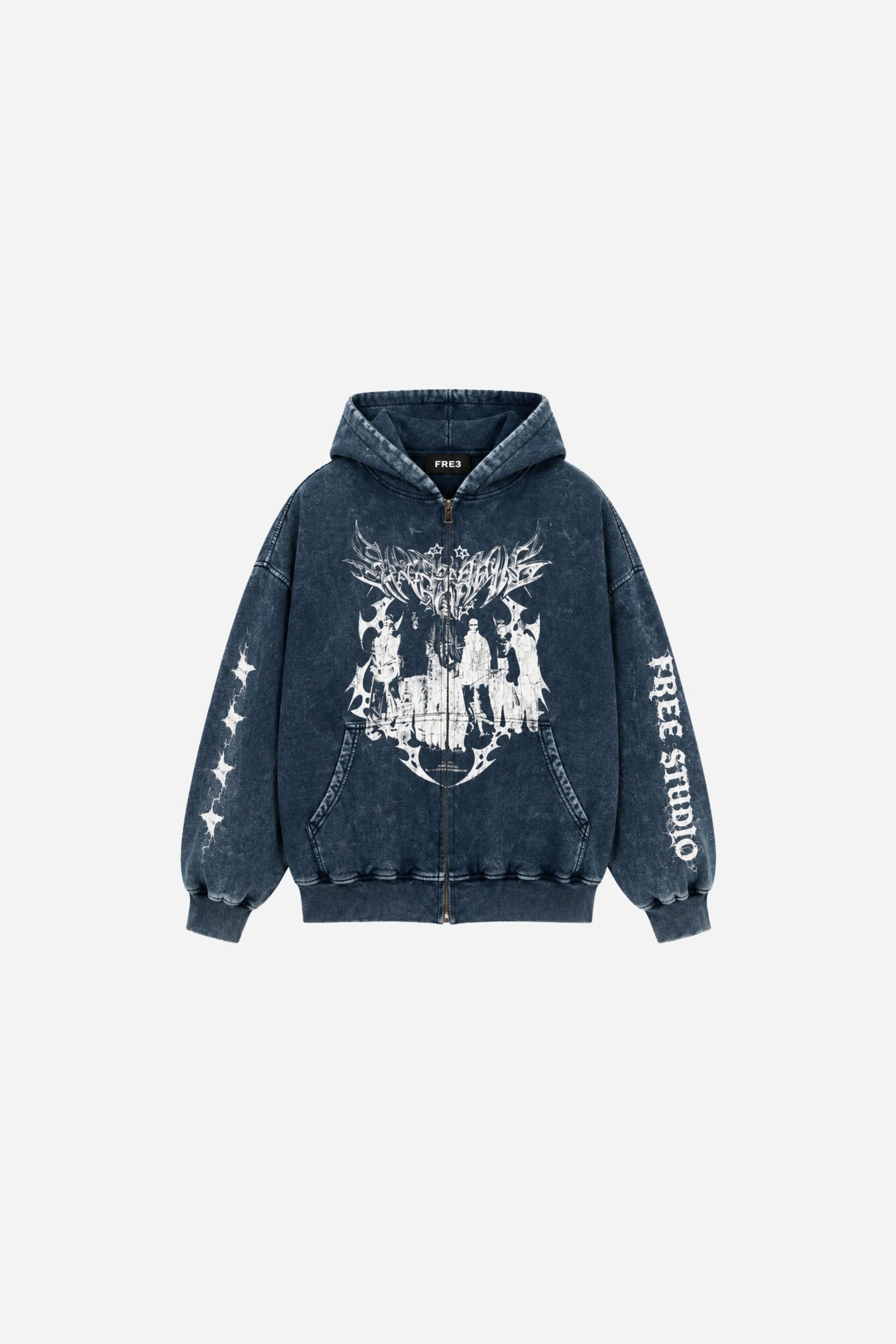 ZIP HODDIE ACIDWASH FREE STUDIO AZUL