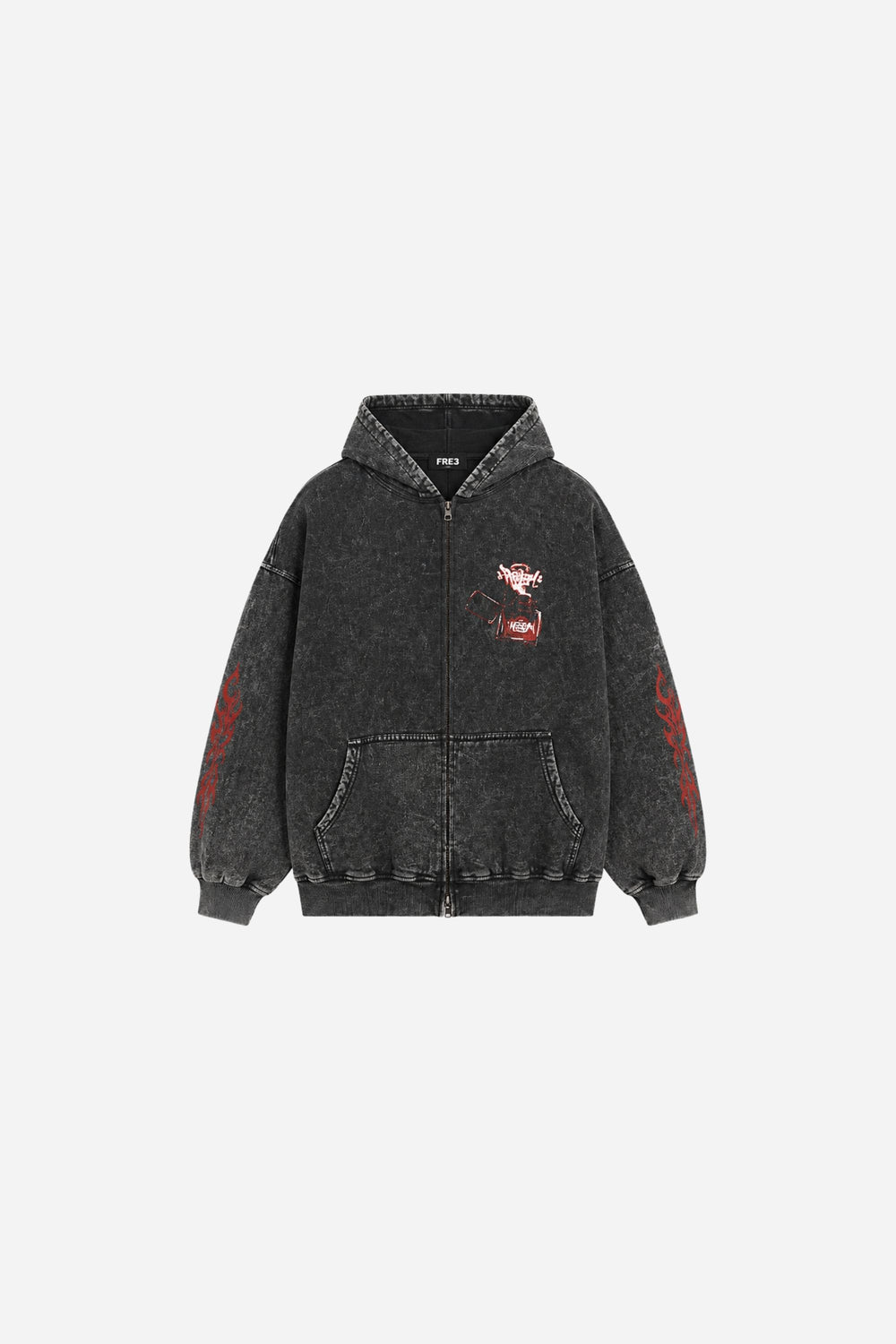 Zip Hoodie Acid Wash Freedom Cenizo