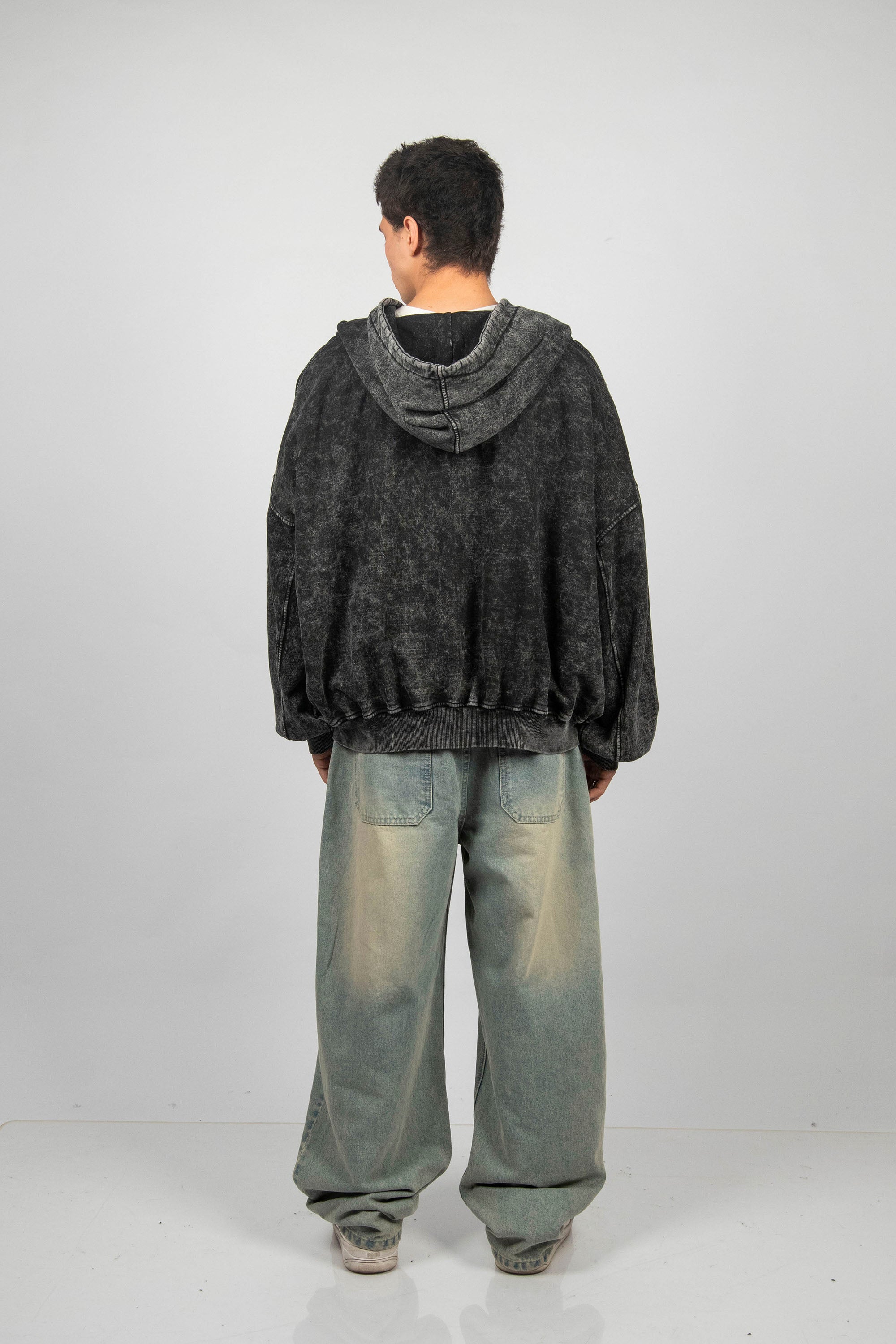ZIP HODDIE ACIDWASH STAY REAL CENIZO
