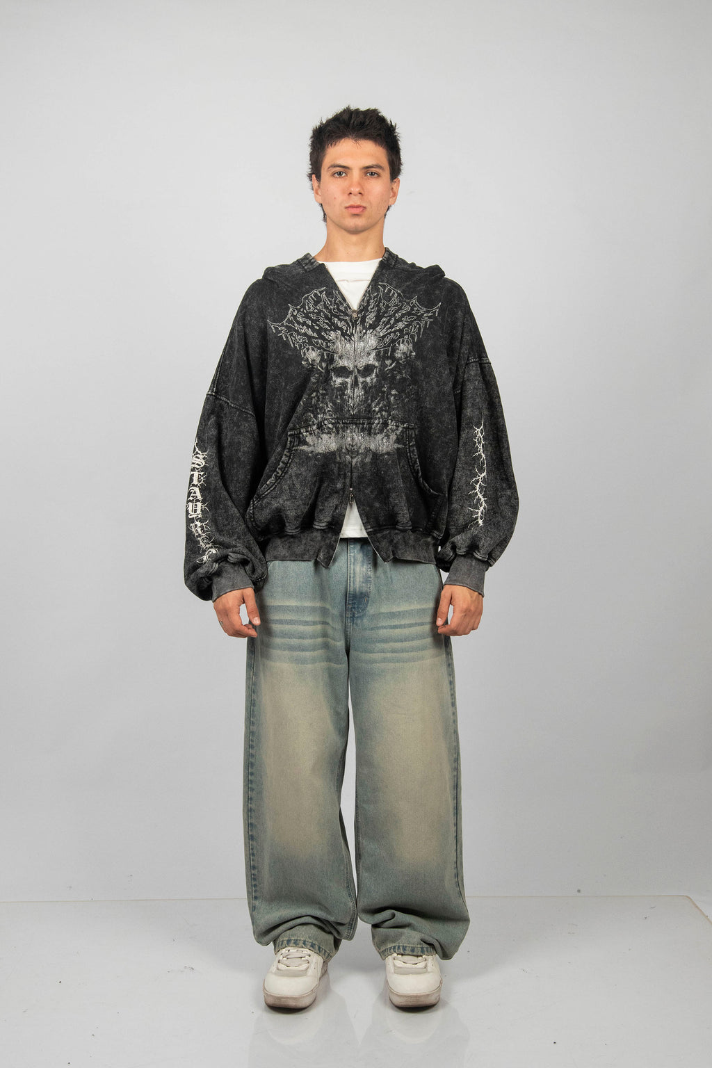 ZIP HODDIE ACIDWASH STAY REAL CENIZO